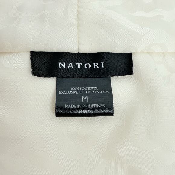 Natori Jacquard‎ Satin Womens Robe Size Medium Ivory Kimono Belted Sleepwear - Picture 10 of 16